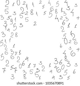 Numbers, background. Scribbled handwritten numbers for card, poster, banner. Vector background with numbers in primitive style. Simple pattern for your design.