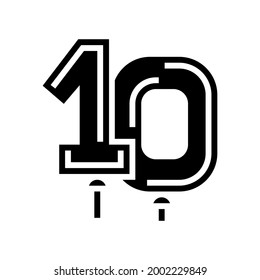 numbers balloon glyph icon vector. numbers balloon sign. isolated contour symbol black illustration