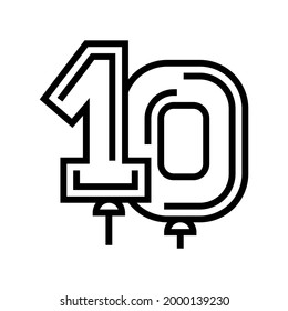 numbers balloon line icon vector.  isolated contour symbol black illustration