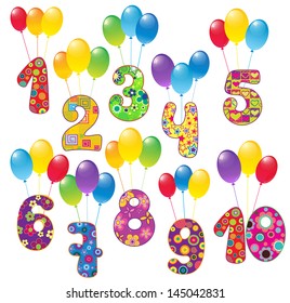 C?ute numbers with balloons