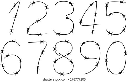 numbers of barbed wire