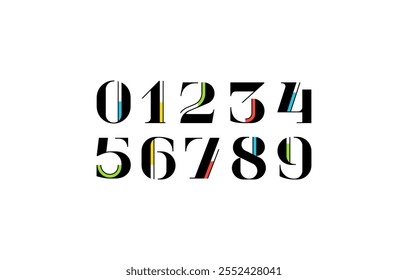 Numbers beautiful elegant antique font, classic numerals perfect for wedding invitations or fashion or logo brand design, vector illustration 10EPS