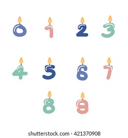 Numbers birthday candles,vector illustration