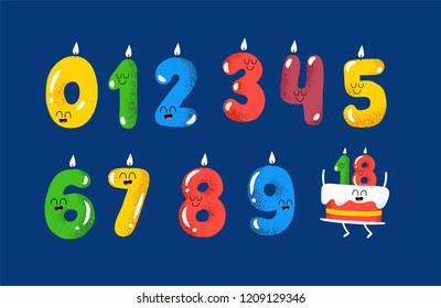 The numbers for birthday greeting card. Vector graphics. Use for card, poster, banner, web design and print on t-shirt. Easy to edit. Vector illustration.