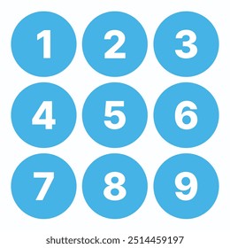 Numbers with blue circular shapes