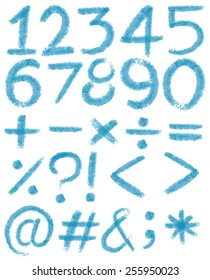 Numbers in blue colors on a white background