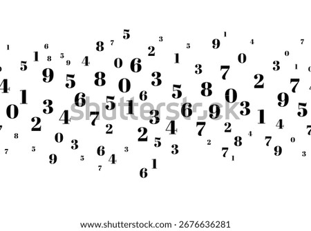 Numbers in blue. Falling, Financial Figures, Number, Algebra, Abstract. Crowded numbers pattern big data information background