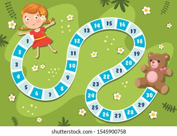 Numbers Boardgame Illustration For Children Education