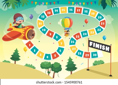 Numbers Boardgame Illustration For Children Education