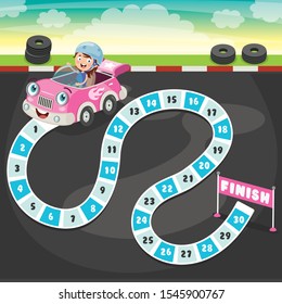 Numbers Boardgame Illustration For Children Education