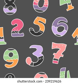 Numbers bright vector seamless pattern