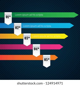 Numbers Brochure with colorful lines, and steps, on dark background