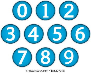 Numbers buttons set from on white background.