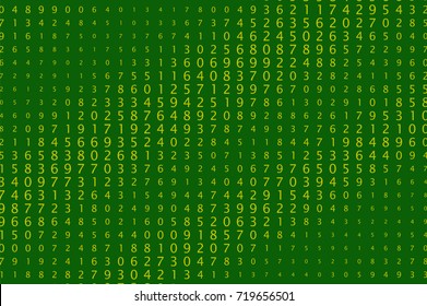 Numbers calculating on green screen. Gradient vector background with number elements. Computer information banner template. Science background. Matrix wallpaper. Big data concept. Abstract pattern