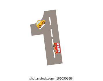 numbers for children, track road numbers with colored cars