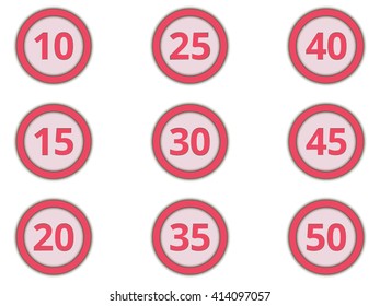 Numbers in circle. Paper circles with shadow. Vector illustration.