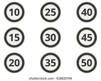Numbers in circle. Paper circles with shadow. Vector illustration.