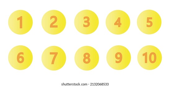 Numbers in circle vector. Numbers Countdown on circle gradient number round button vector symbols. 