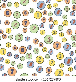 Numbers and circles education, school concept. Seamless vector EPS 10 pattern. Flat style

