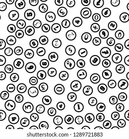 Numbers and circles, education, school concept. Seamless vector EPS 10 pattern. Flat style