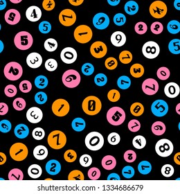 Numbers and circles education, school concept. Seamless vector EPS 10 pattern. Flat style