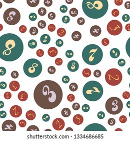 Numbers and circles education, school concept. Seamless vector EPS 10 pattern. Flat style