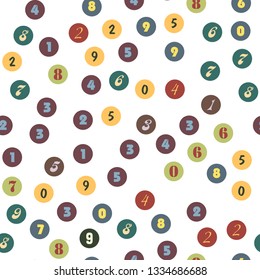 Numbers and circles education, school concept. Seamless vector EPS 10 pattern. Flat style