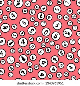 Numbers and circles education, school concept. Seamless vector EPS 10 pattern. Flat style