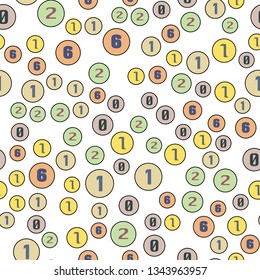 Numbers and circles education, school concept. Seamless vector EPS 10 pattern. Flat style