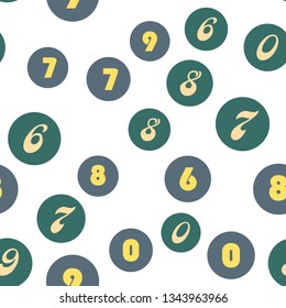 Numbers and circles education, school concept. Seamless vector EPS 10 pattern. Flat style