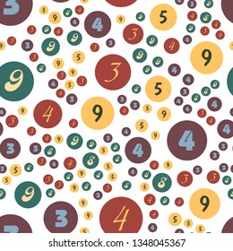 Numbers and circles education, school concept. Seamless vector EPS 10 pattern. Flat style