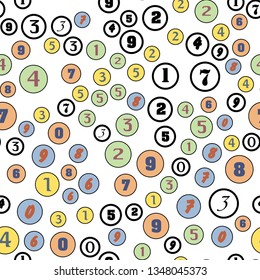 Numbers and circles education, school concept. Seamless vector EPS 10 pattern. Flat style