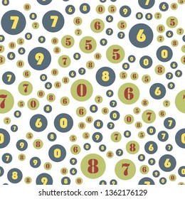 Numbers and circles education, school concept. Seamless vector EPS 10 pattern. Flat style