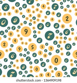 Numbers and circles, education, school concept. Seamless vector EPS 10 pattern. Flat style
