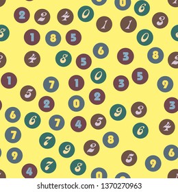 Numbers and circles education, school concept. Seamless vector EPS 10 pattern. Flat style