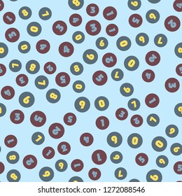 Numbers and circles, school concept. Seamless vector EPS 10 pattern. Flat style