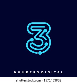 Numbers Circuit Illustration Vector Template. Suitable for Creative Industry, Multimedia, entertainment, Educations, Shop, and any related business