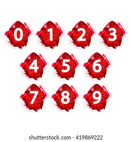 Numbers collection, concept numbers on colorful red abstract, template elements design, vector illustration