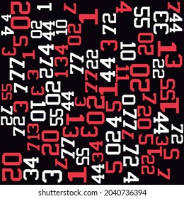 Numbers college pattern with two colors and black background