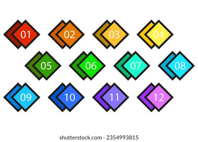 Numbers in colored diamonds. Vector illustration. EPS 10.