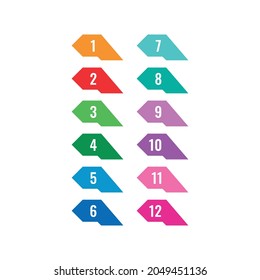 números en forma geométrica colorida. coloridos números 1-12