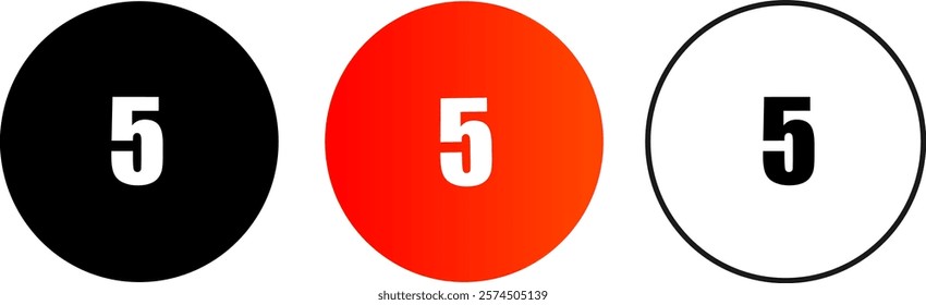 Numbers in colorful gradient frames. Vector set of rings gradient,

