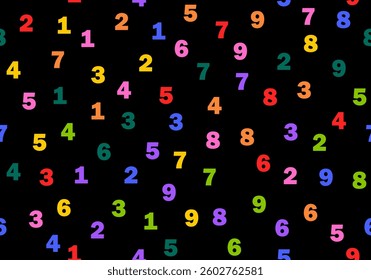Numbers colorful seamless pattern. Falling, Financial Figures, Number, Algebra, Abstract texture. Crowded numbers pattern big data information background	
