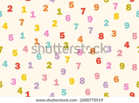 Numbers colorful seamless pattern. Falling, Financial Figures, Number, Algebra, Abstract texture. Crowded numbers pattern big data information background