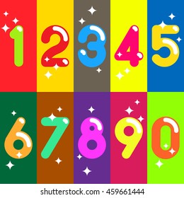 Numbers colorful set. Vector illustration.