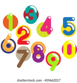 Numbers colorful set. Vector illustration.