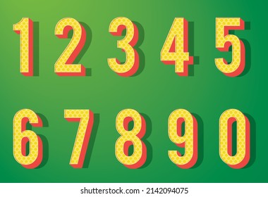 Numbers colorful set in vintage style. Vector elements illustration template for web design or greeting card
