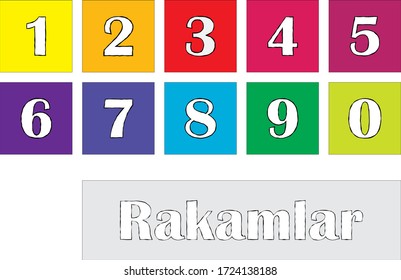 The numbers in colorful squares