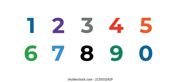 Numbers colourful on white background. Isolated vector. Doodle vector illustration.
