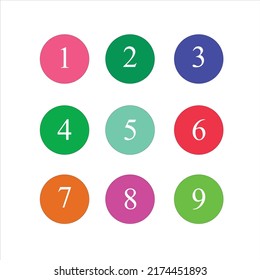 Numbers colourful set in normal style. Vector elements illustration template for web design card. Sticker icon